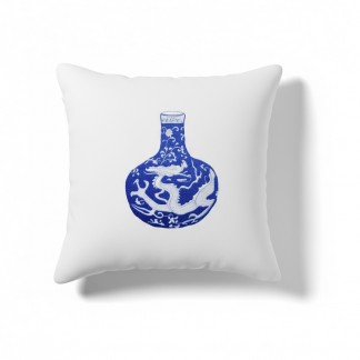 Cushion cover -dragon flower-vase embroidery 
